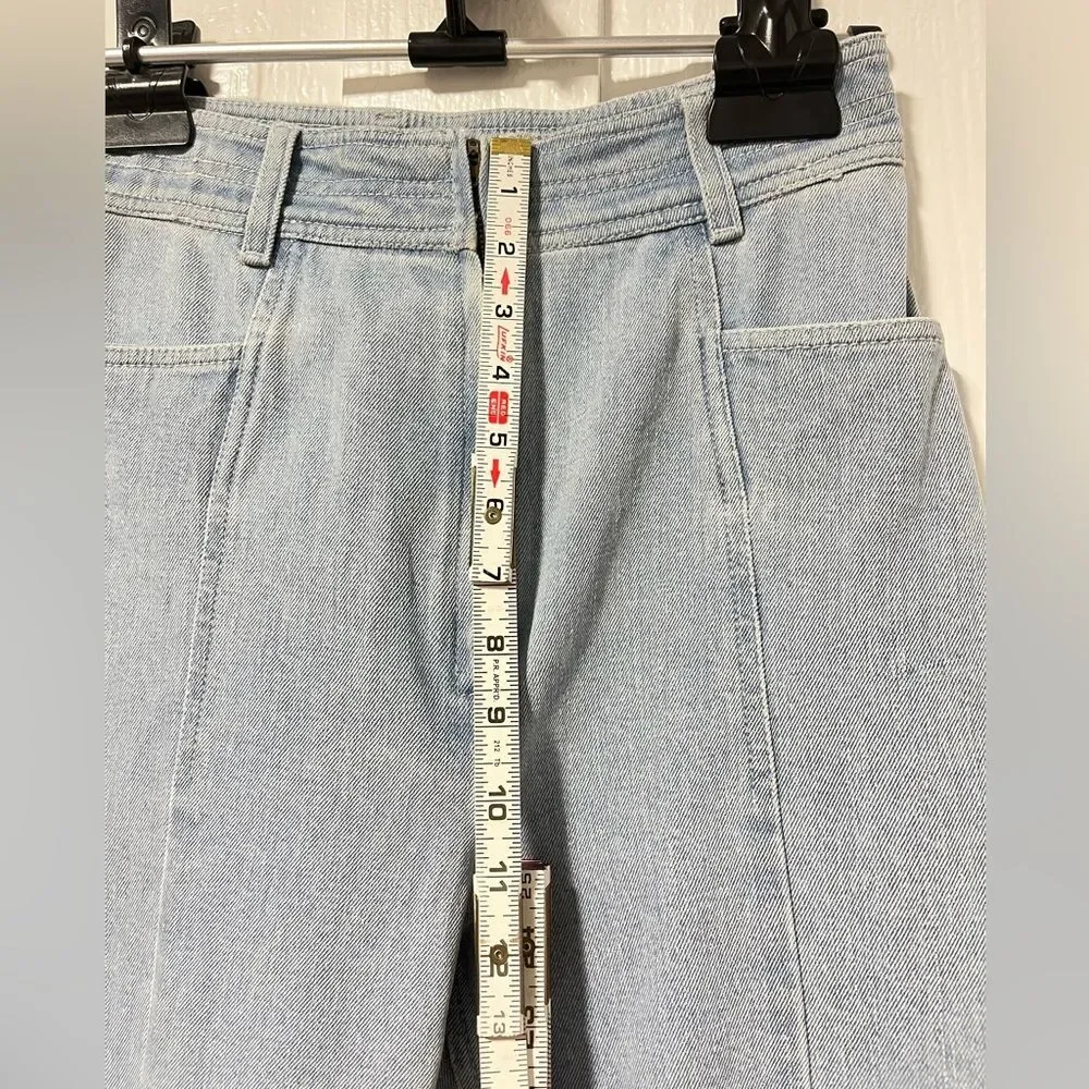 Apiece apart light wash high waisted cropped frayed hem denim jeans